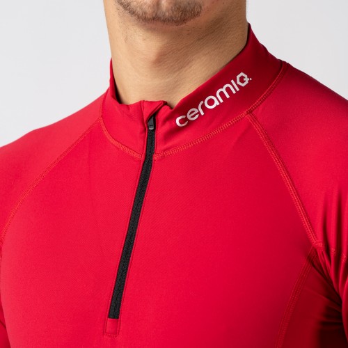 Men's half zipped long sleeve t-shirt
