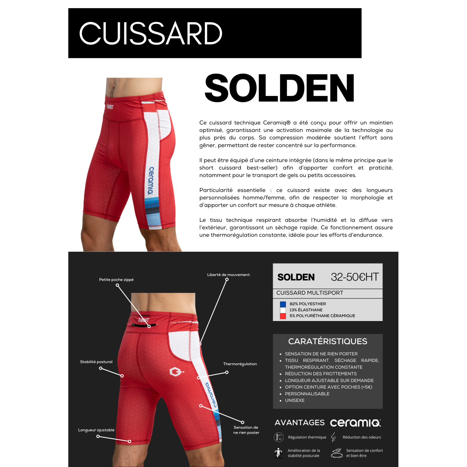Cuissard sport clubs | Ceramiq® premium thermorégulant