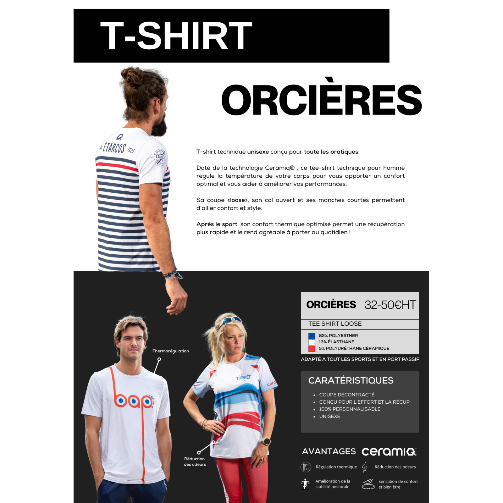 Customizable T-shirt for club | Premium thermoregulating Ceramiq®