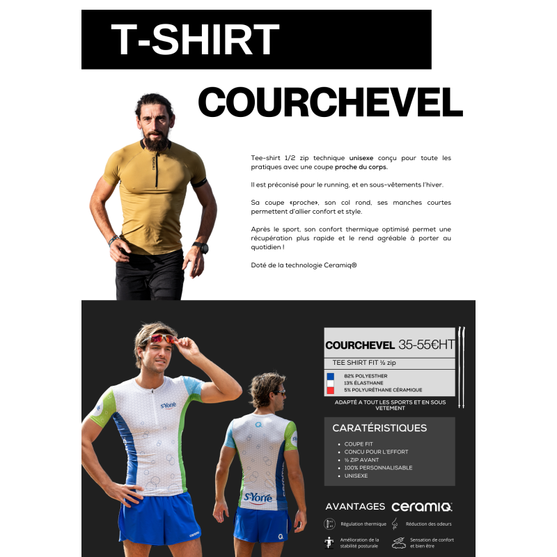 T-shirt 1/2 zip unisexe personnalisé club | Premium & thermorégulation