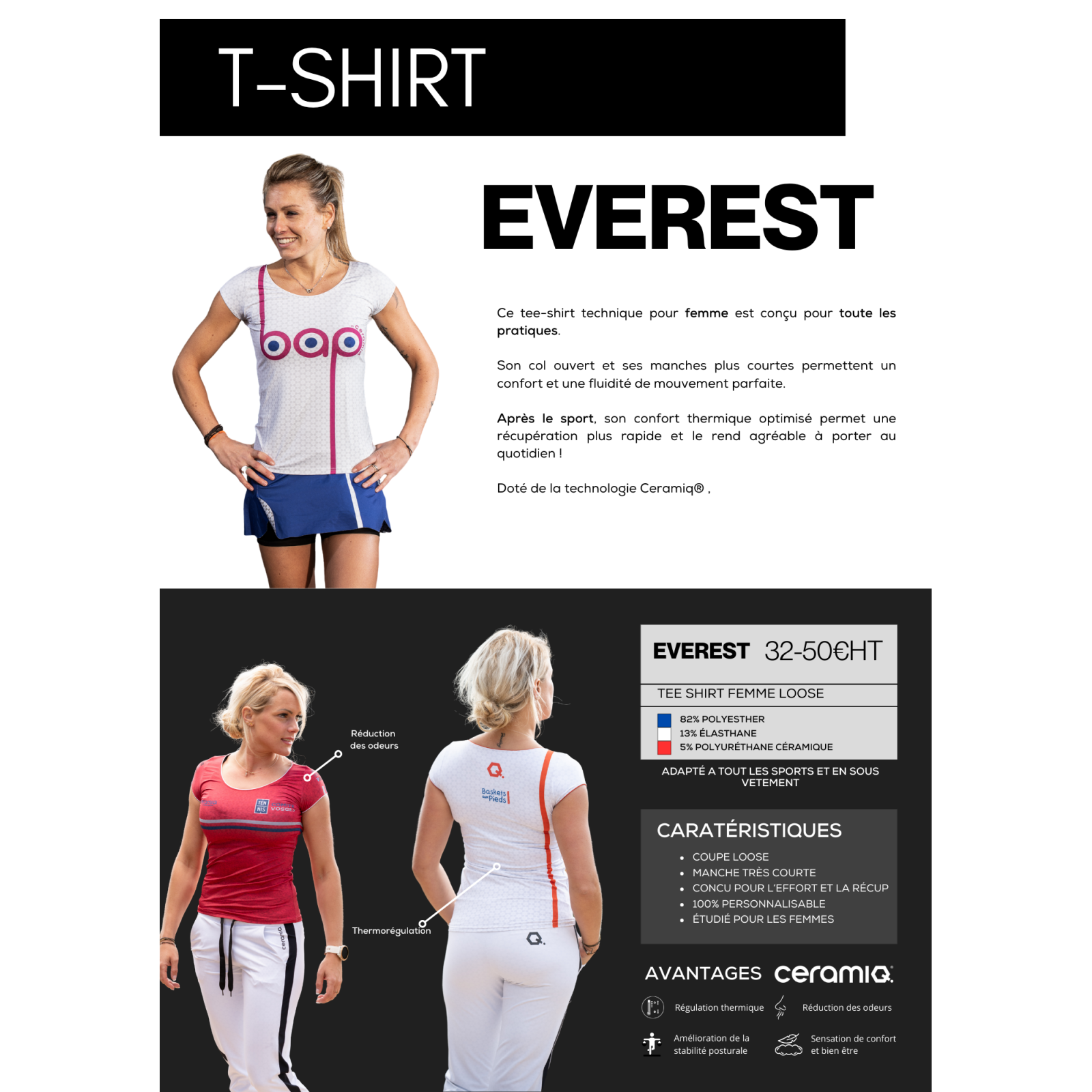 T-shirt femme personnalisé club | Premium sport & thermorégulation