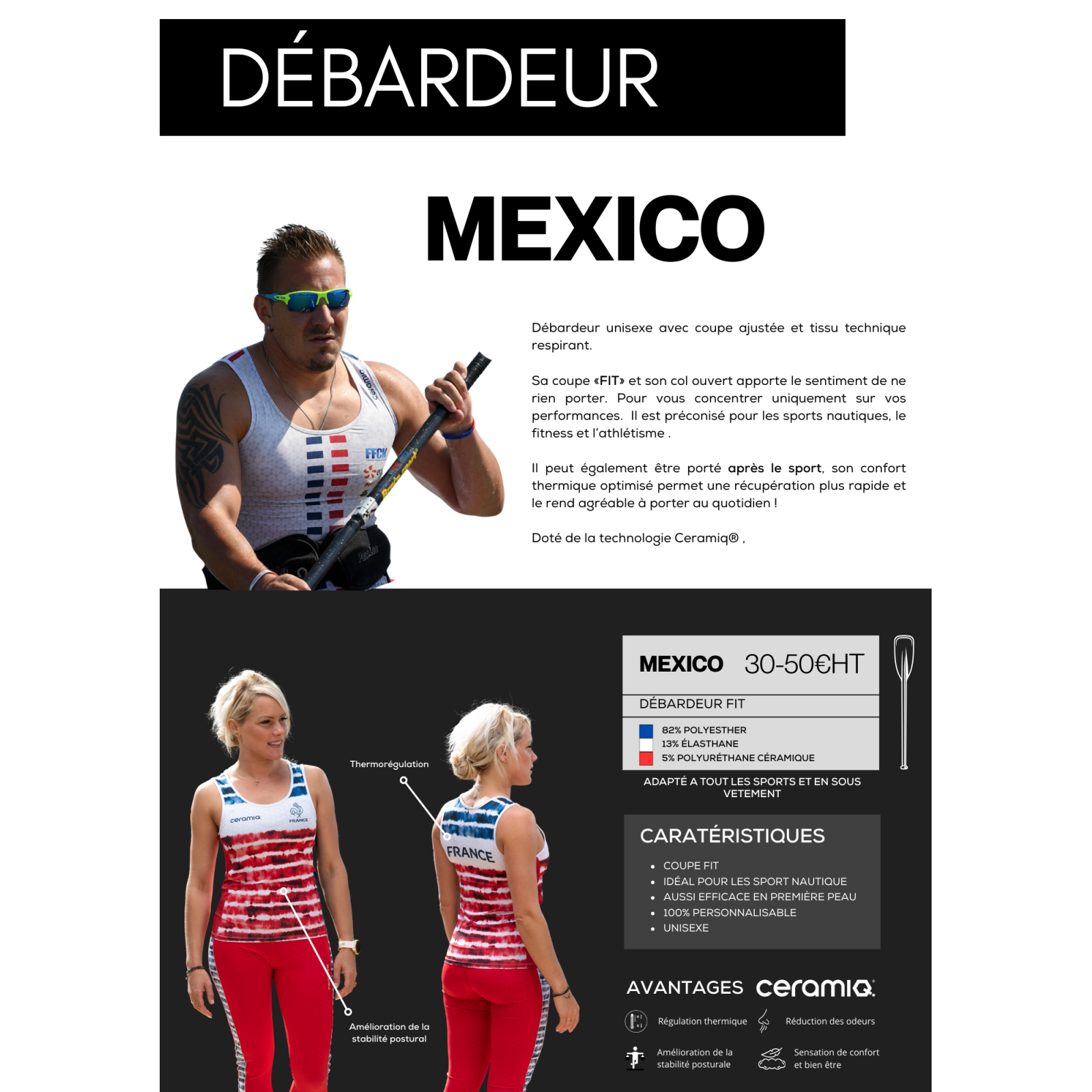 Personalized sports tank top for clubs & professionals | Ceramiq® thermoregulating