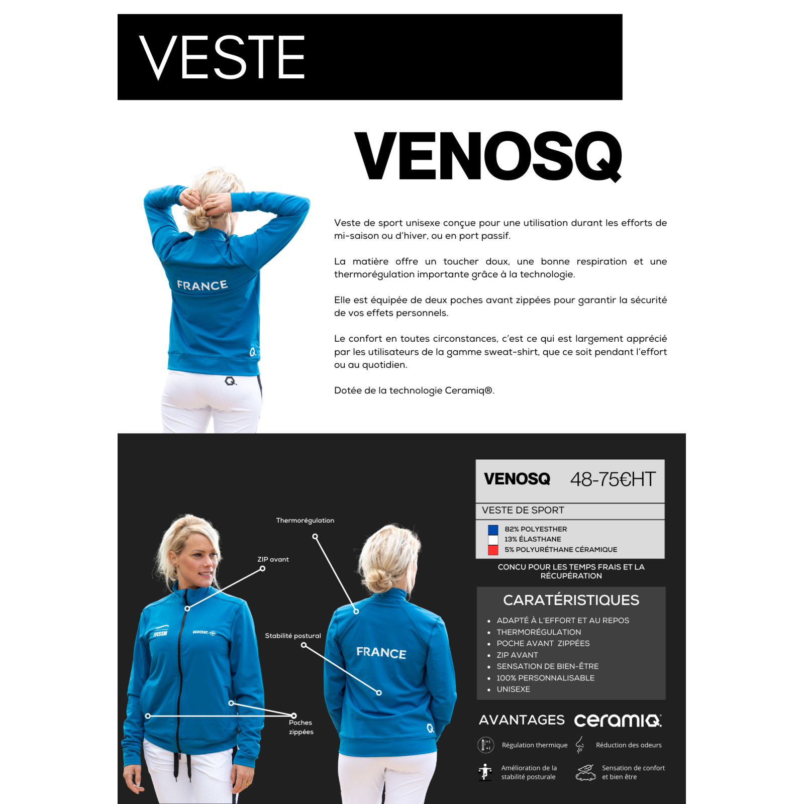 Personalized sports jacket | Ceramiq® premium thermoregulating
